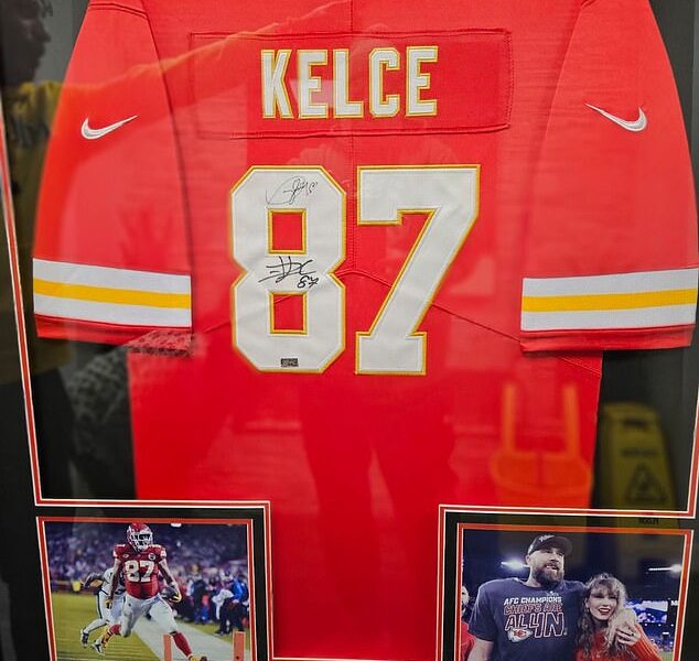 KC Chiefs jersey signed by Travis Kelce and Taylor Swift fetches $15,000 at auction – with proceeds to kids with life-altering injuries