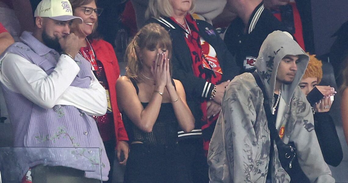 Super Bowl halftime show 2024 live: Taylor Swift looks stressed in stands surrounded by A-list friends
