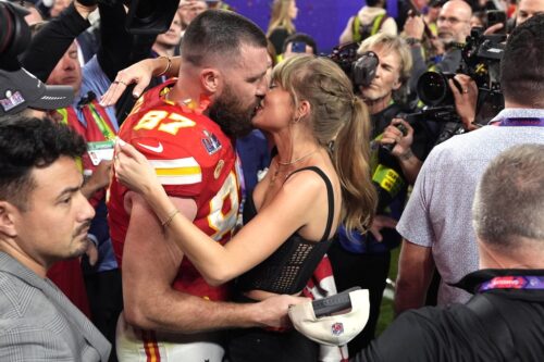 Taylor Swift Kisses Travis Kelce After His Chiefs Beat the 49ers in the Super Bowl