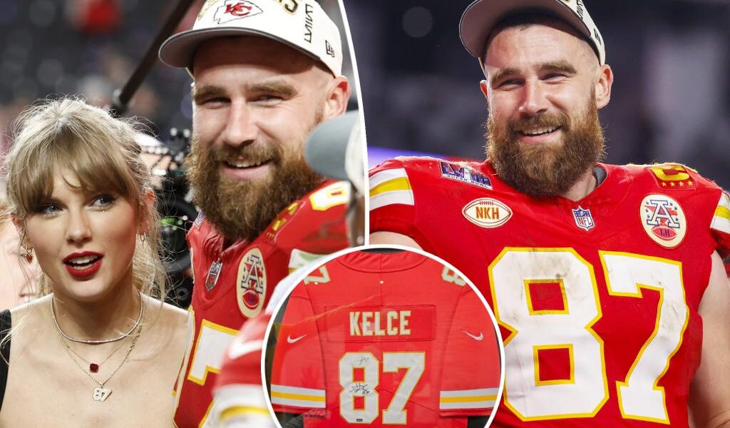 Travis Kelce and Taylor Swift donate signed Kansas City Chiefs jersey to charity