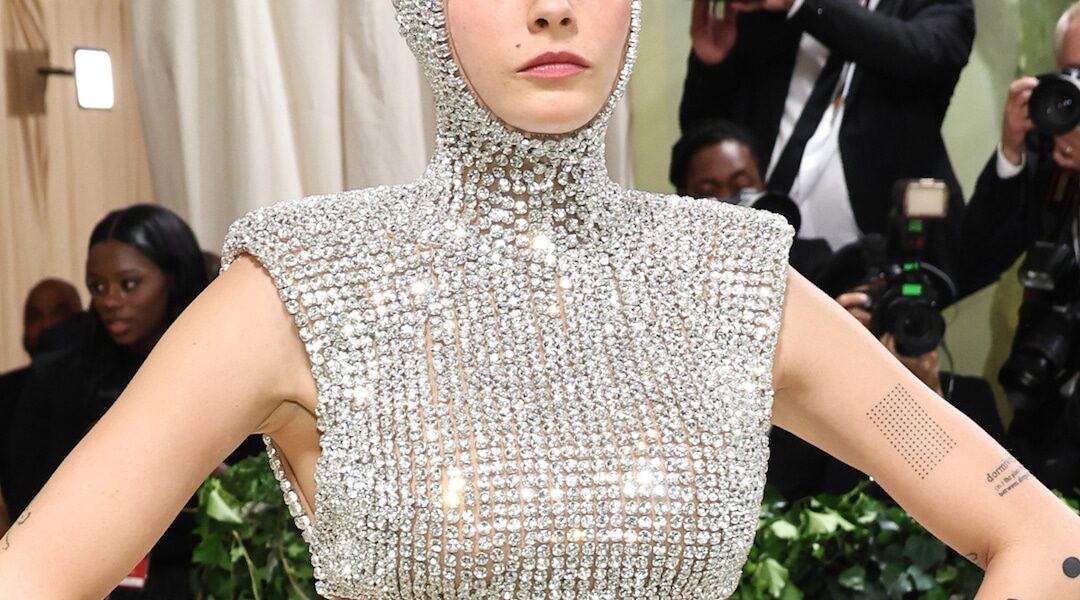 Cara Delevingne Is Covered in Diamonds With Hooded Met Gala Outfit