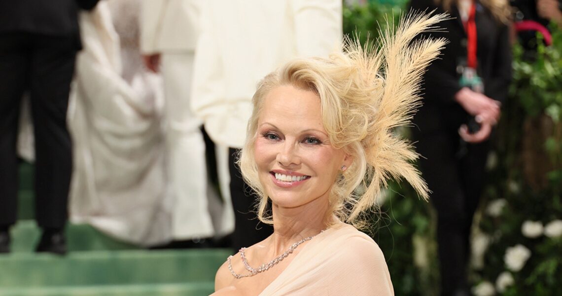 Pamela Anderson Attends First Met Gala Ever, Returns to Wearing Make-Up