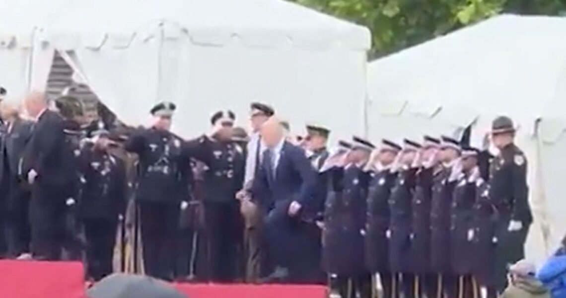 President Biden Stumbles, Quickly Recovers at Police Memorial Ceremony