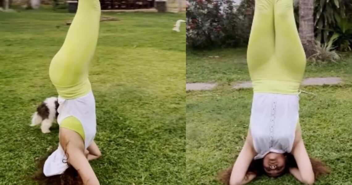 VIDEO: Keerthy Suresh does headstand yoga pose, showing she sees the world ‘upside down’