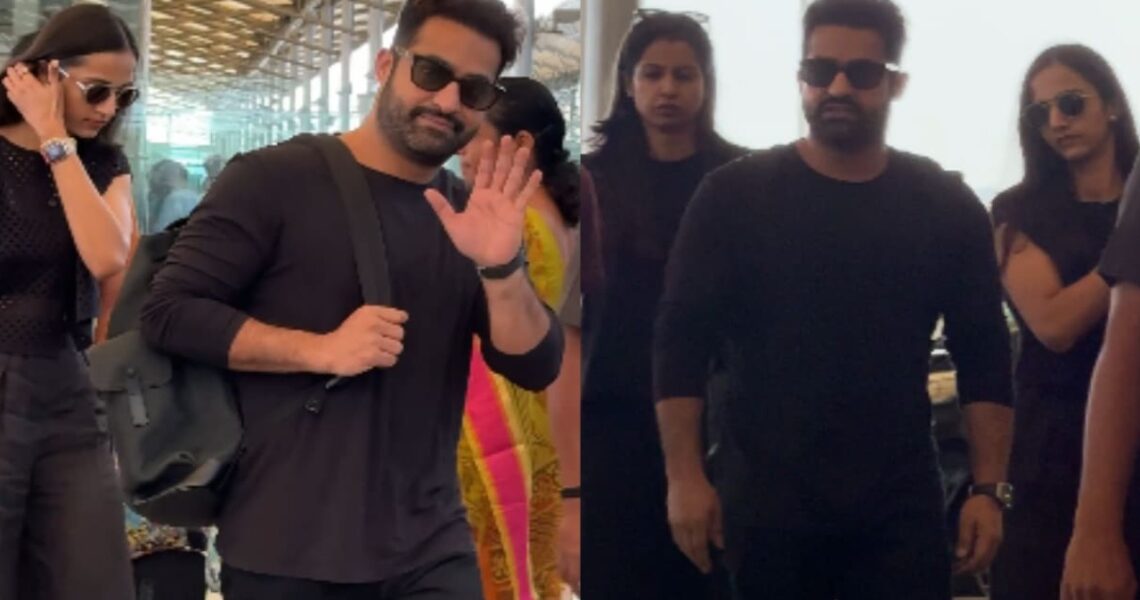 WATCH: Jr NTR and wife Pranathi Nandamuri spotted at Hyderabad airport as they leave for actor’s birthday trip