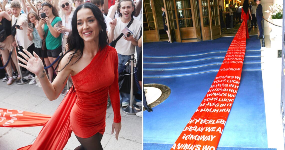Katy Perry Wears Long Dress Featuring Lyrics to Unreleased Song