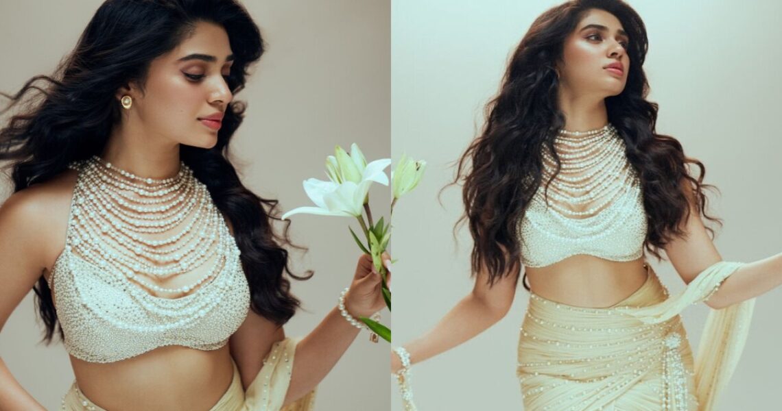 Krithi Shetty radiates ‘hot meets cute’ vibes in a pearl-adorned Tarun Tahiliani ready-to-wear saree