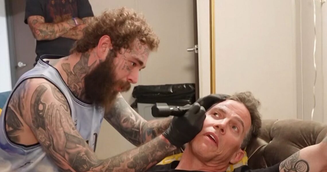 Post Malone Gives Steve-O Penis Face Tattoo
