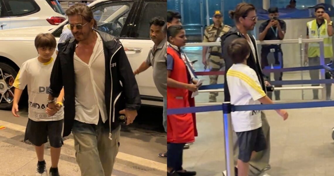Shah Rukh Khan shows how to be doting father; holds son AbRam Khan close as they get snapped at Mumbai airport: WATCH