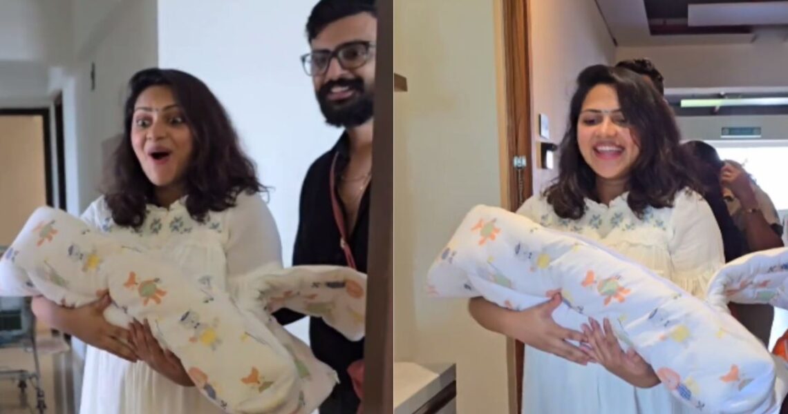 WATCH: Amala Paul and husband Jagat Desai welcome home their newborn baby boy Ilai