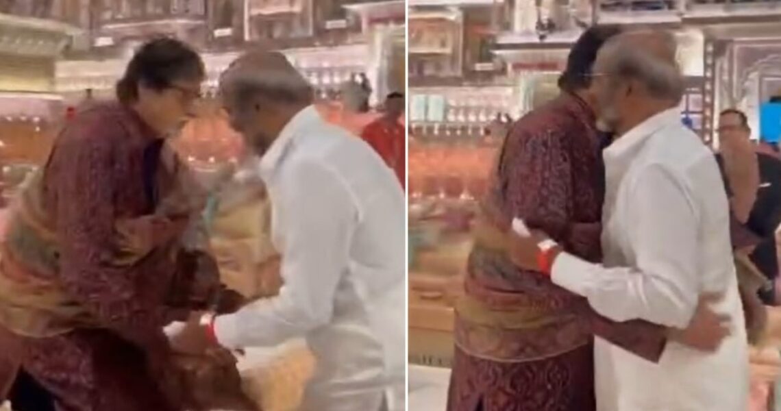 Anant Ambani-Radhika Merchant Aashirwad Ceremony: Amitabh Bachchan gives warm hug as Rajinikanth touches his feet; WATCH