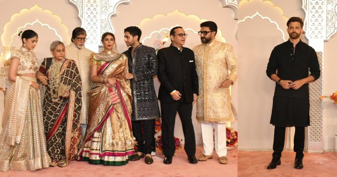 Anant-Radhika Wedding: Amitabh Bachchan-Jaya, Abhishek, Shweta, Agastya, Navya pose for picture perfect frame; Hrithik Roshan looks dapper