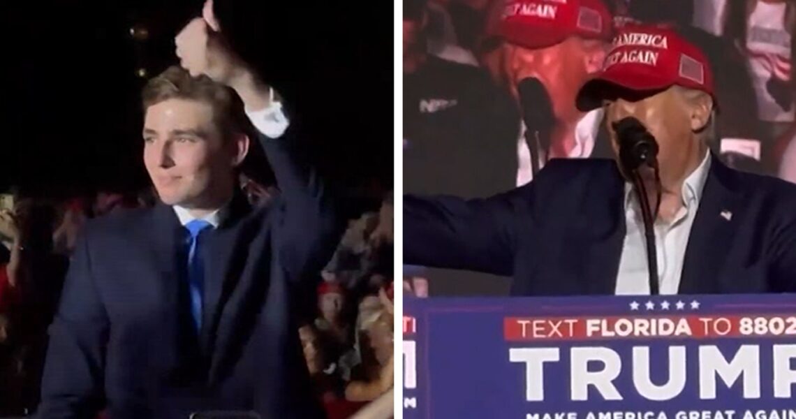 Barron Trump Makes Debut at His Father’s Rally for President