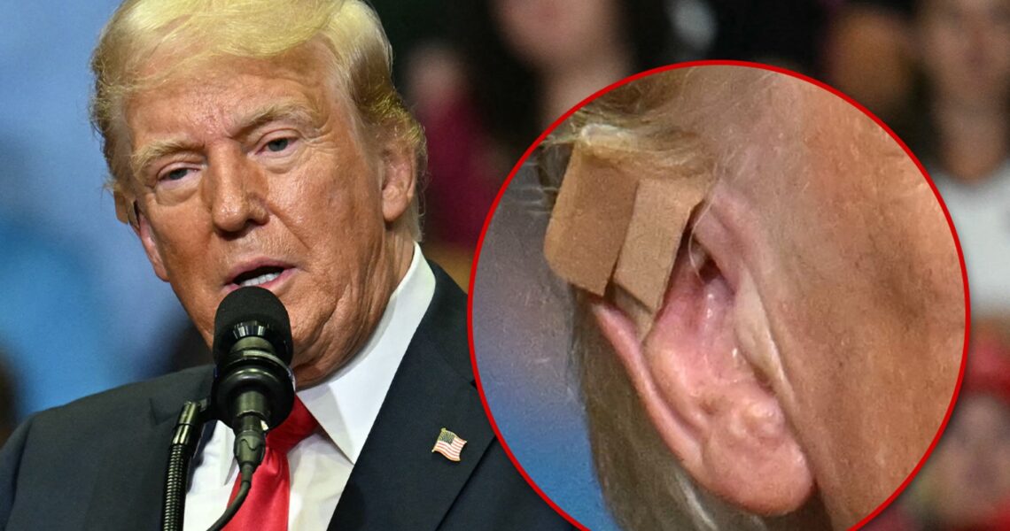 Donald Trump Wears Small Band-Aid on Ear During Michigan Rally