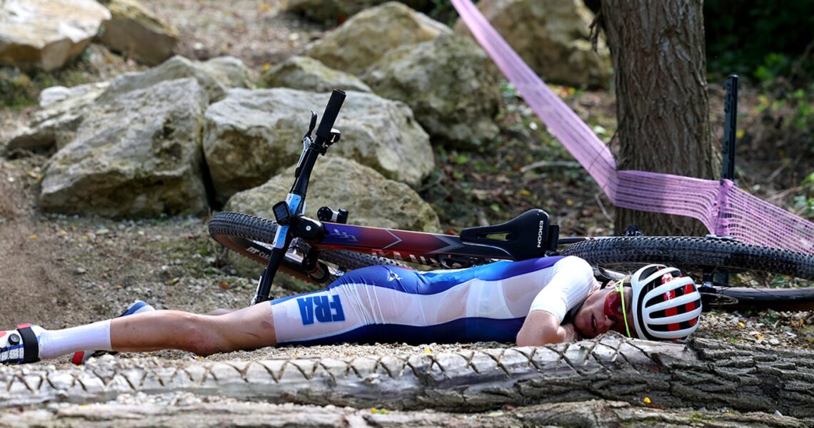 French Cyclist Flies Over Handle Bars in Olympic Mountain Bike Event