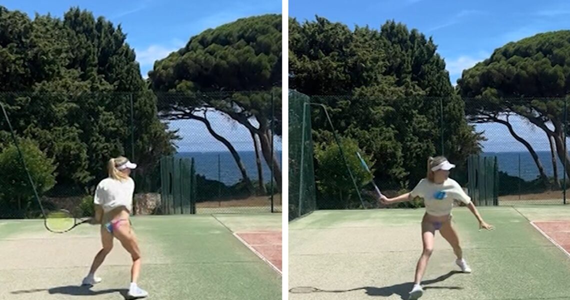 Genie Bouchard Rocks Bikini Bottoms For Tennis Workout In Saint-Tropez