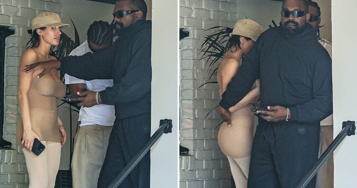 Kanye West Protective of Wife Bianca Censori While Out in All-Nude Ensemble