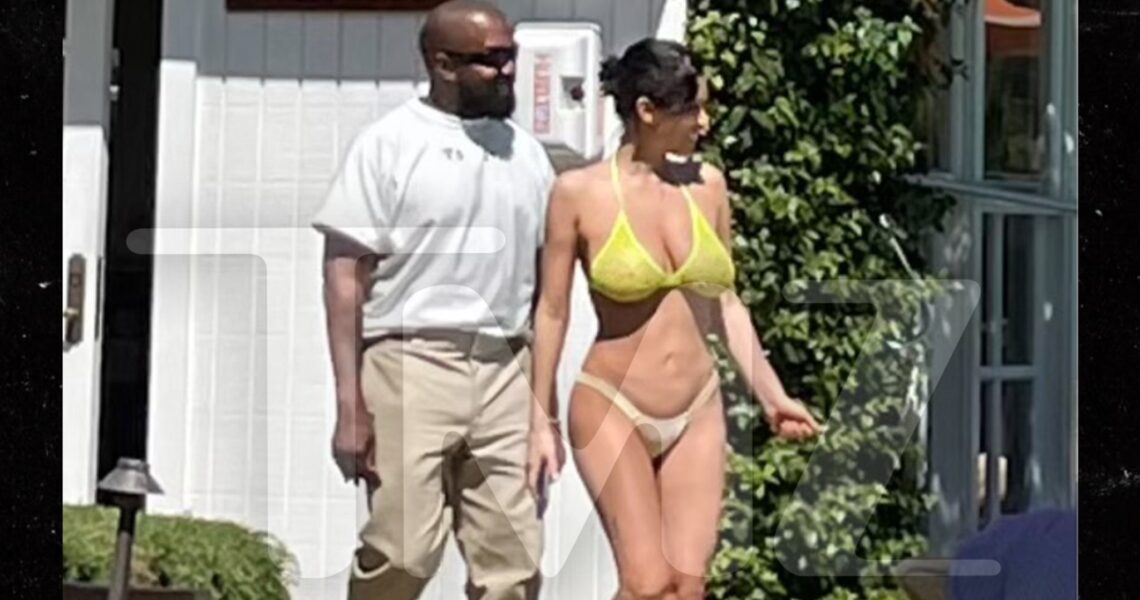 Kanye West and Bianca Censori Pop Up Poolside in Santa Barbara