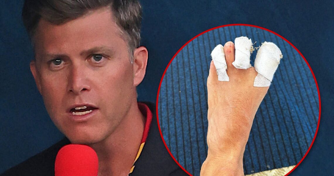 NBC’s Colin Jost Shows Off Wrapped Toes After Injury During Olympic Coverage