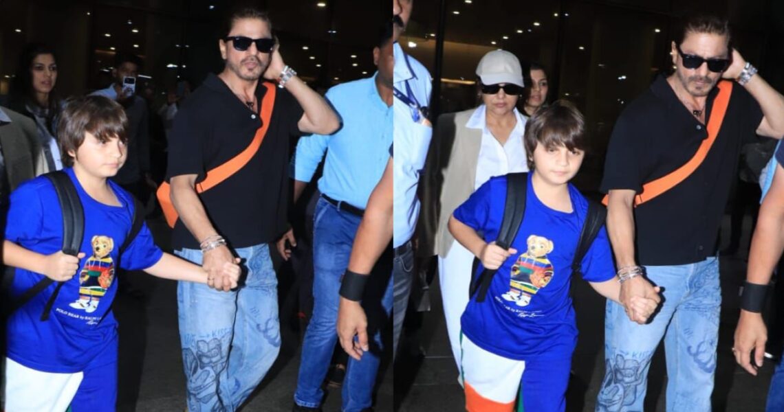 Shah Rukh Khan does his doting dad, loving husband duties right as he returns to Mumbai with his son AbRam and wife Gauri Khan: WATCH