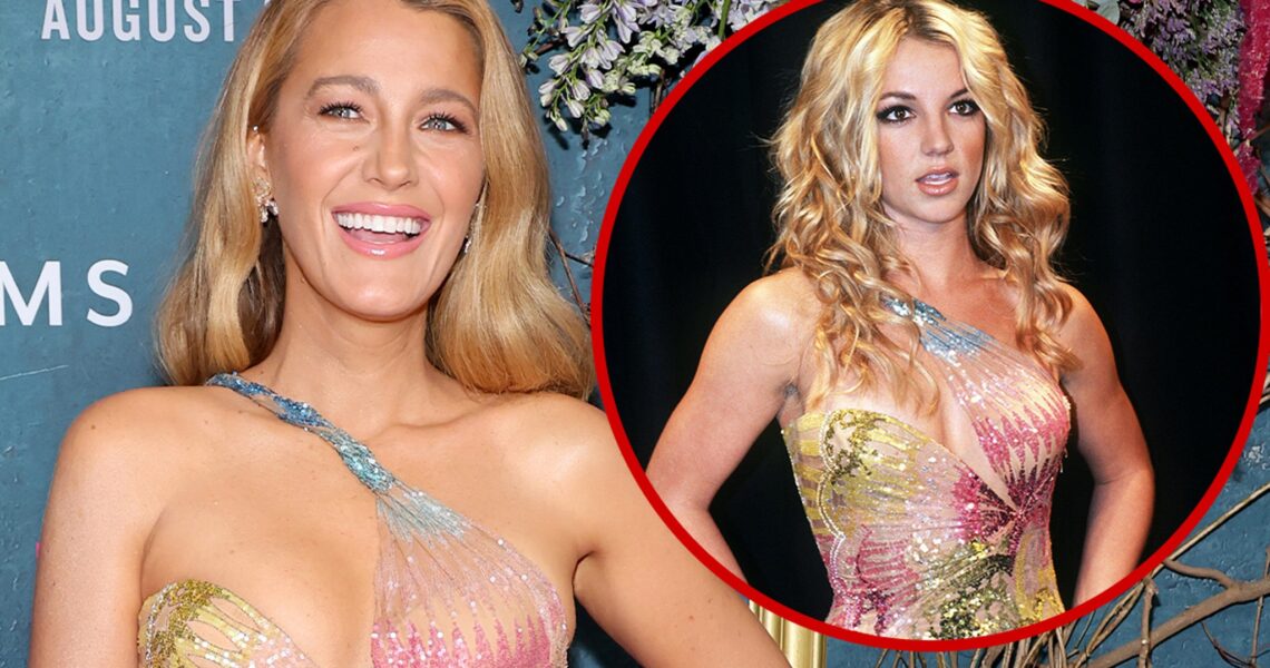 Blake Lively Channels Britney Spears at Movie Premiere With Versace Dress