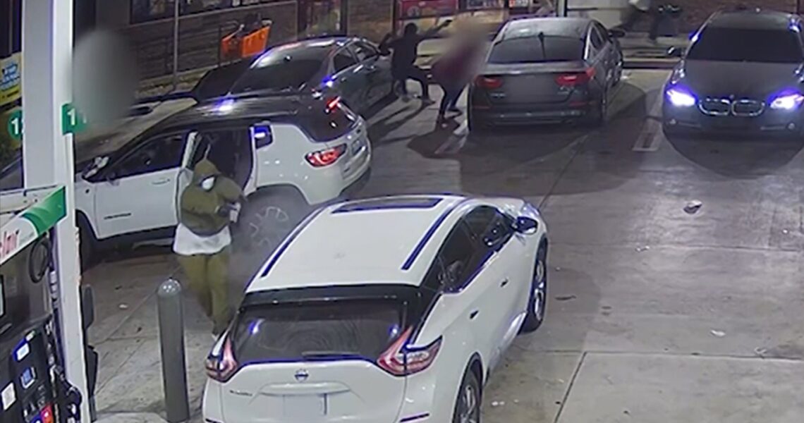 Gunmen Ambush Car at Gas Station in Horrifying Surveillance Footage