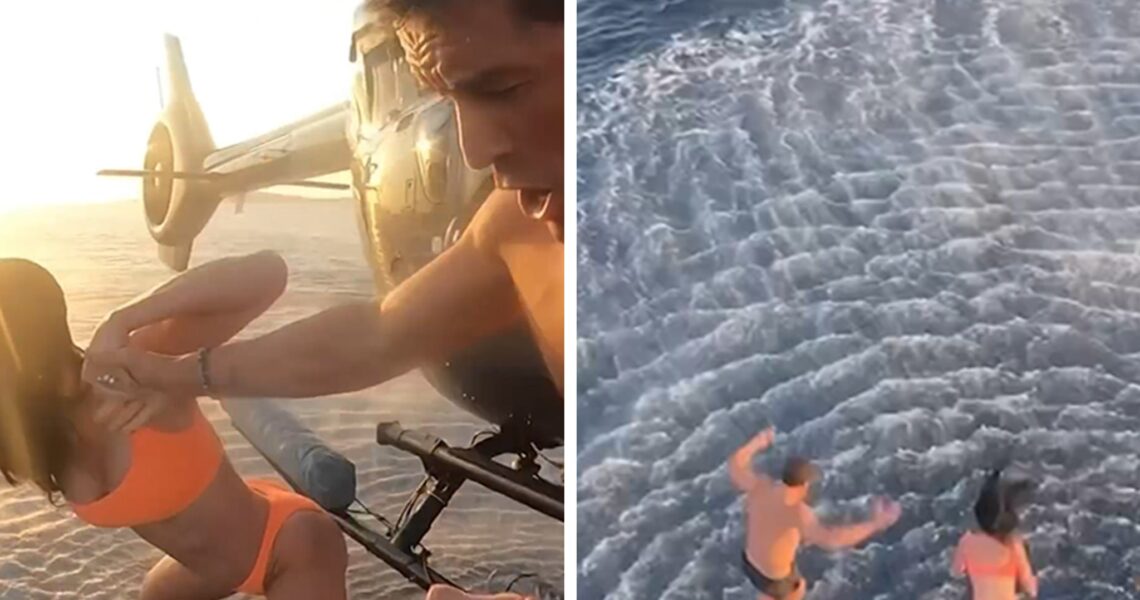 Katy Perry and Orlando Bloom Plunge From Helicopter Into Ocean in Sardinia