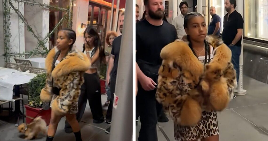 North West Twins With Puppy, Wears Fur Coat in New York City