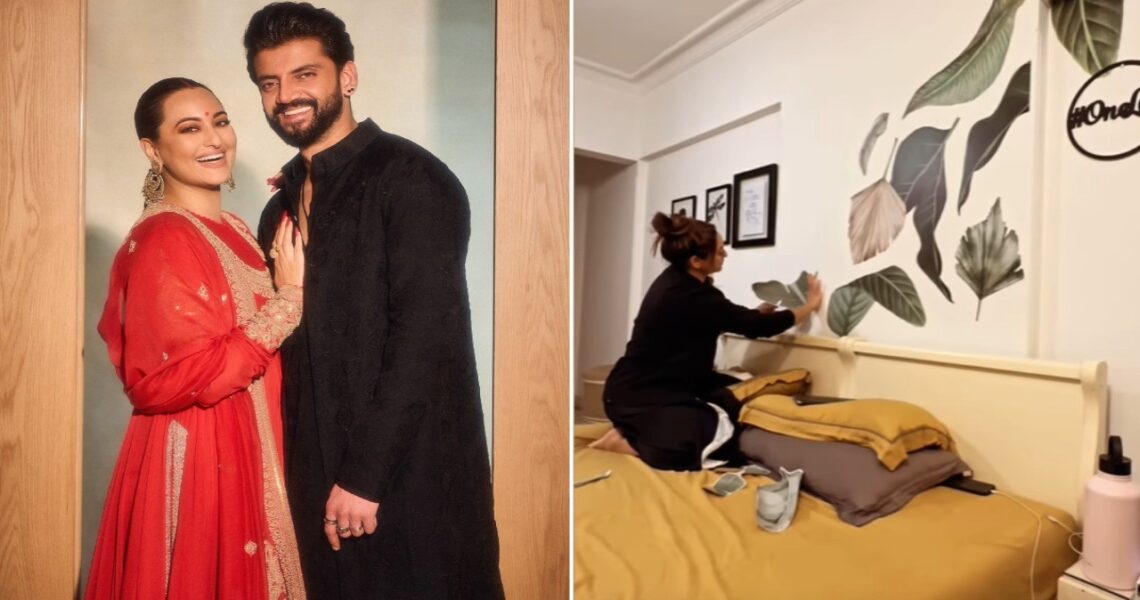 PIC: Zaheer Iqbal is all heart as wifey Sonakshi Sinha decorates room’s wall; says ‘Making it a home’