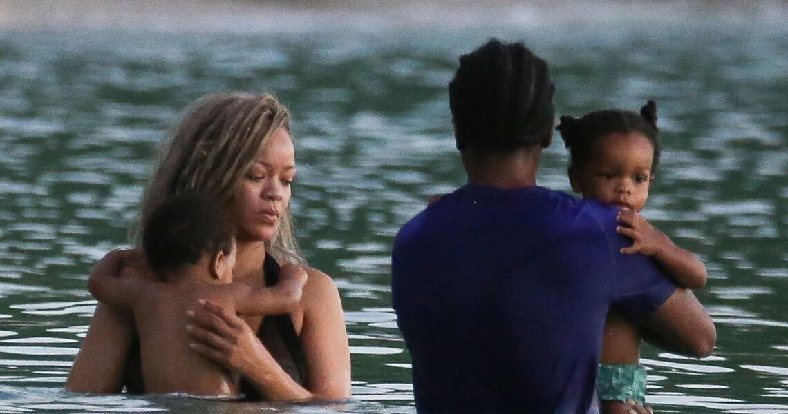 Rihanna Hits Barbados Beach with A$AP Rocky and Sons