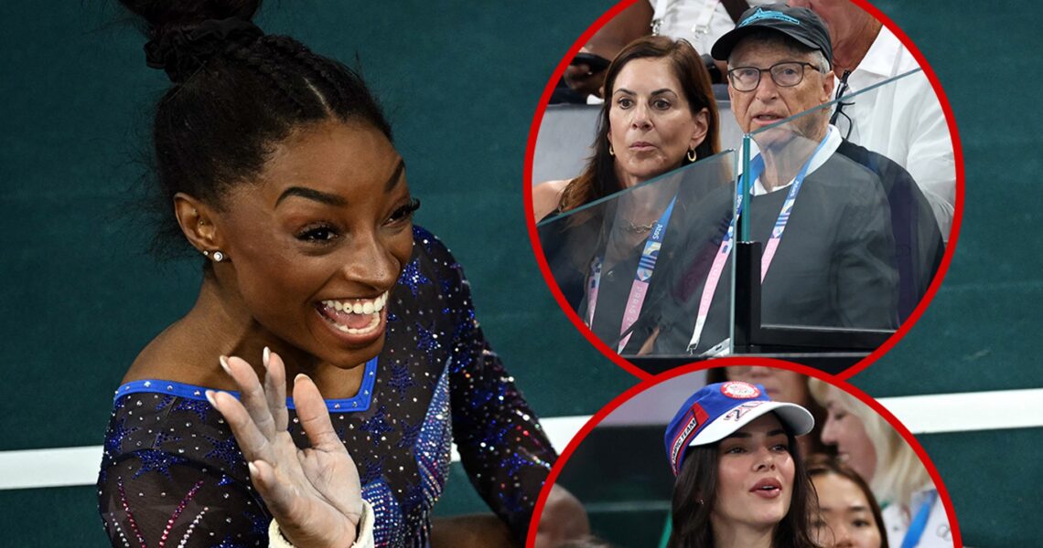 Simone Biles Wins Sixth Gold Medal As Kendall Jenner, Bill Gates Cheer Her On