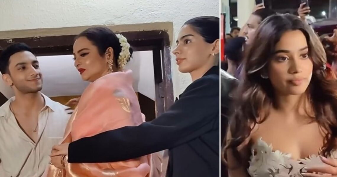 Ulajh Screening: Janhvi Kapoor exits with rumored BF Shikhar Pahariya, Khushi and Vedang Raina escort Rekha; WATCH