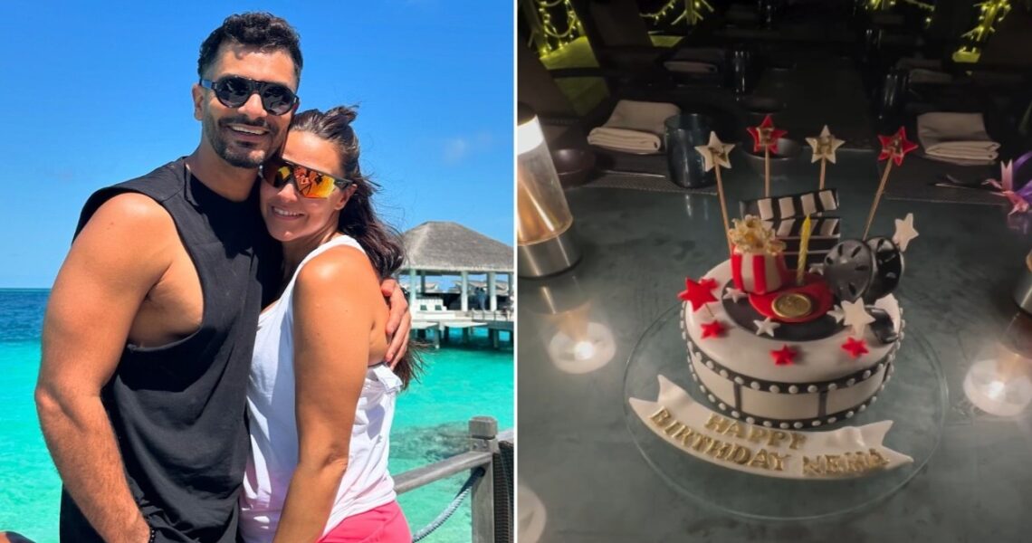 WATCH: Neha Dhupia shells out IDEAL FAMILY goals as she celebrates birthday with Angad Bedi and kids in Maldives; don’t miss her cinema-themed cake