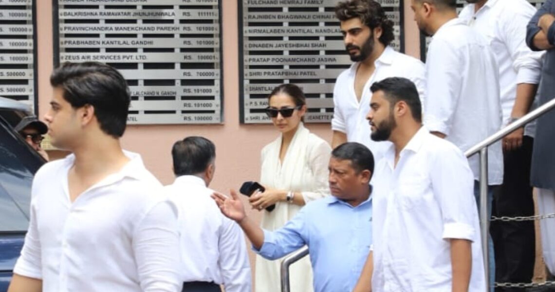 Arjun Kapoor stands like pillar for Malaika Arora as he escorts her and son Arhaan Khan to their car at her father Anil Mehta’s funeral