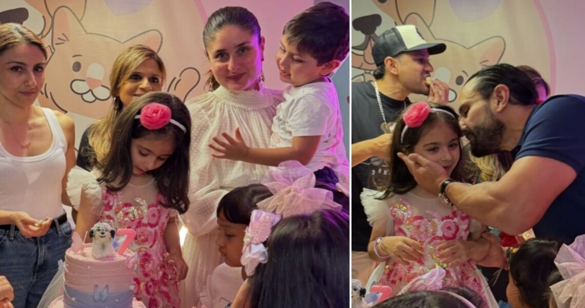 Birthday Girl Inaaya feeds Kareena Kapoor Khan and Saif with cake; Taimur, Jeh, Soha, Kunal Kemmu and more make her feel special: PICS