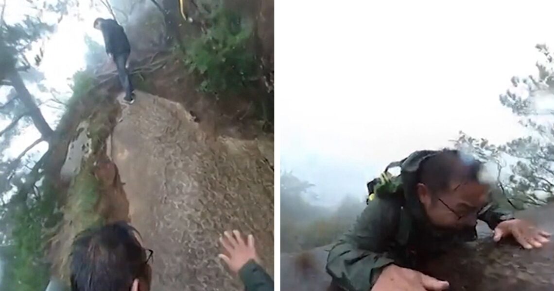 Hiker Records His Own Near-Death Tumble Down Mountain in China on Video