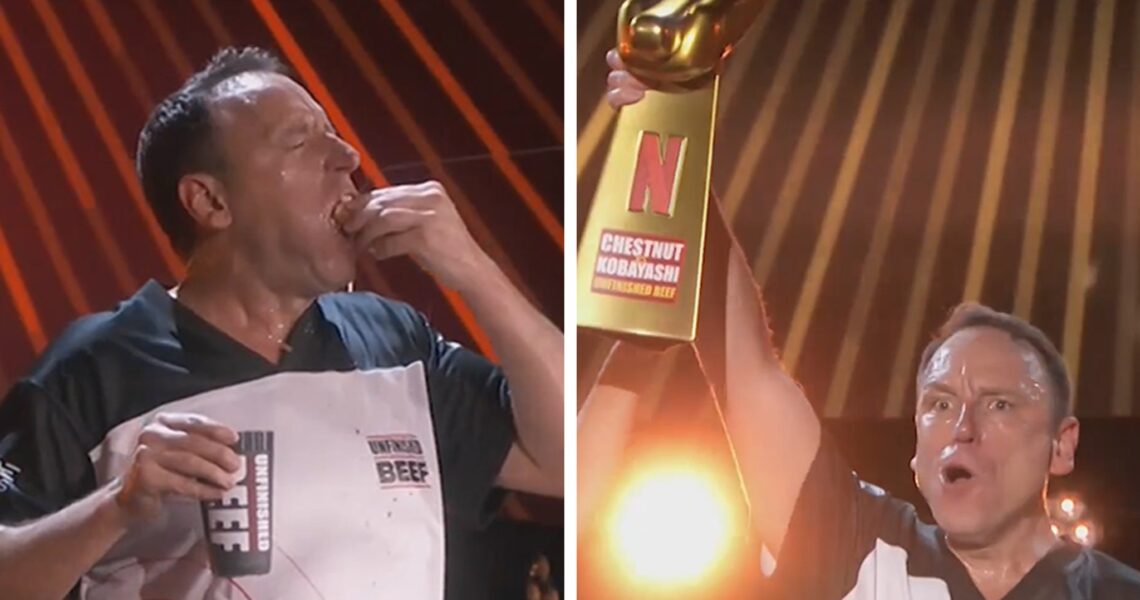 Joey Chestnut Beats Kobayashi In Hot Dog Eating Contest In Las Vegas