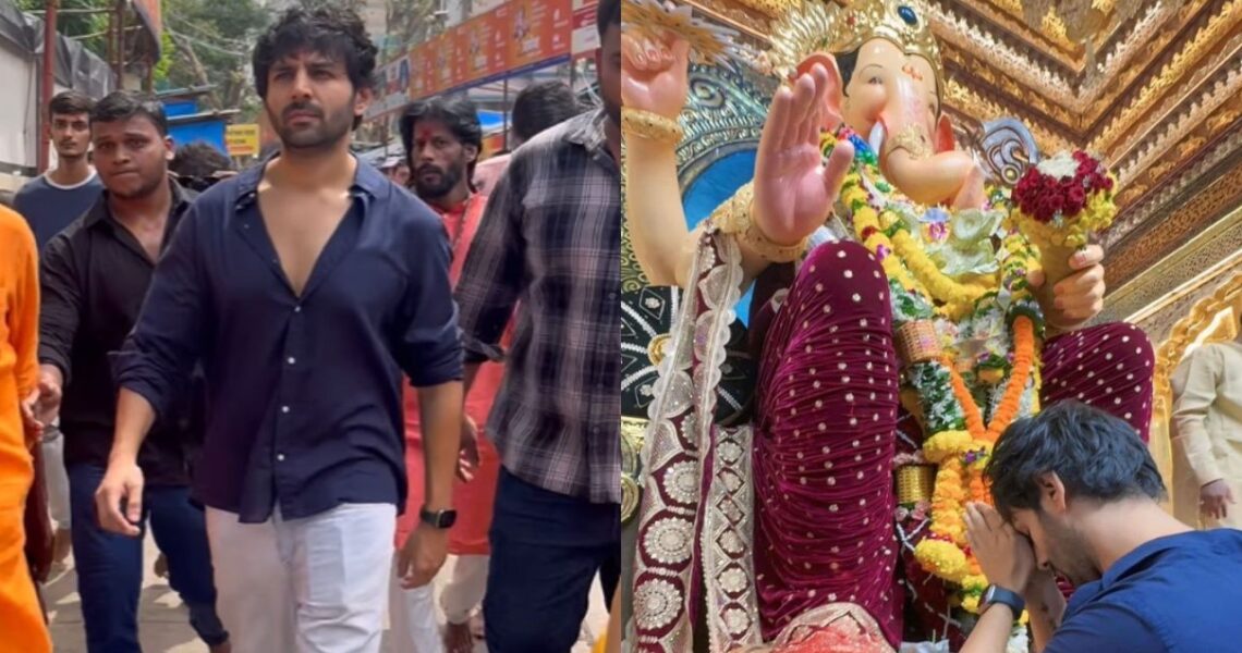 Kartik Aaryan visits Lalbaugcha Raja on Ganesh Chaturthi barefoot; drops PICS as his ‘modak party begins’: ‘He is back’