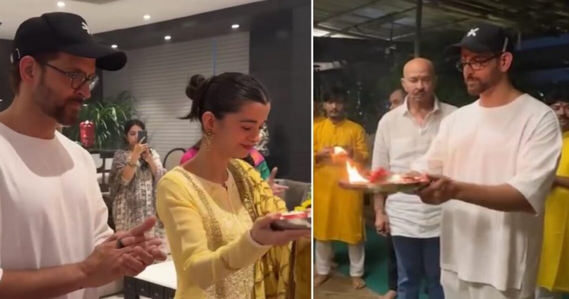 Lovebirds Hrithik Roshan and Saba Azad seek divine blessings as they perform Ganpati Visarjan Aarti together with family; WATCH