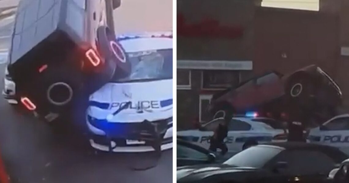 Man Drives Car Onto Police Vehicle in Tim Hortons Drive-Thru on Video