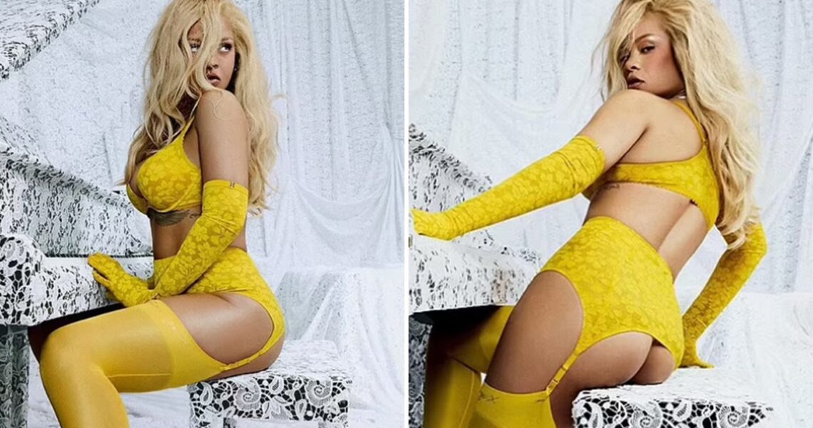 Rihanna Poses in Lace Underwear Set for Savage X Fenty Lingerie Shoot