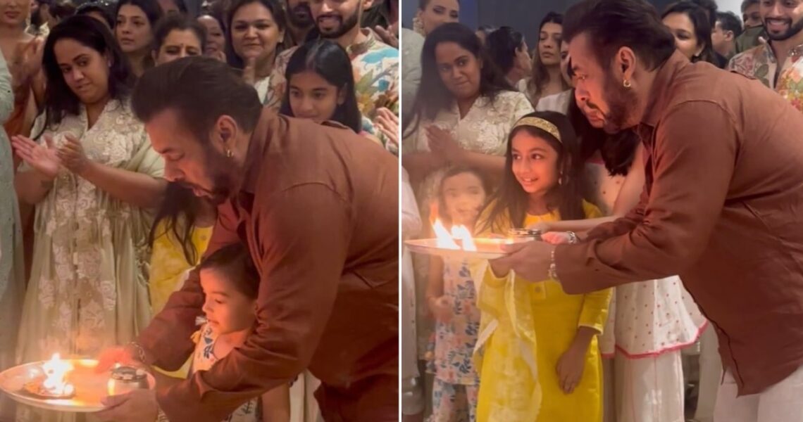 Salman Khan performing aarti with niece Aayat is the cutest; Iulia Vantur joins Salim Khan, Arbaaz Khan and others at Arpita’s Ganesh Chaturthi celebration; WATCH