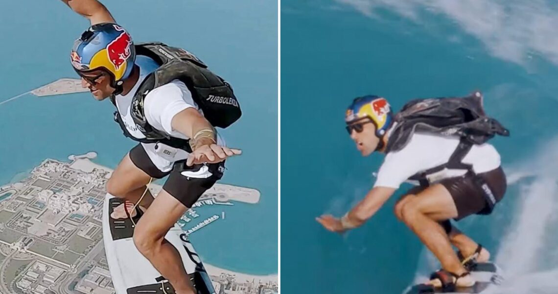 Skydiver Jumps With Surfboard, Catches Wave Upon Landing