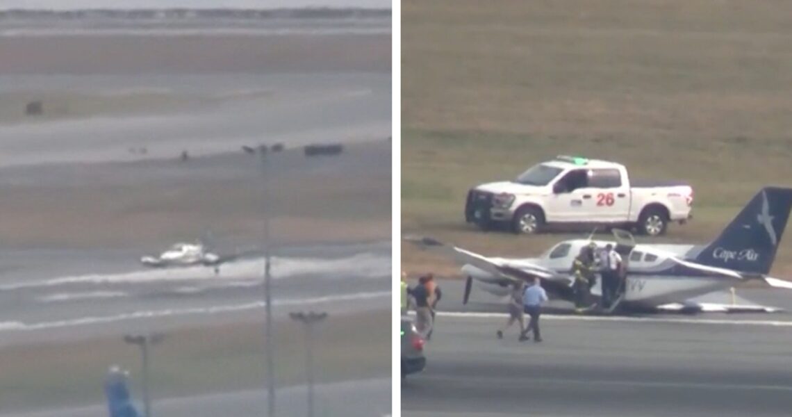 Small Plane Makes Impressive Emergency Landing On One Wheel, Video Shows