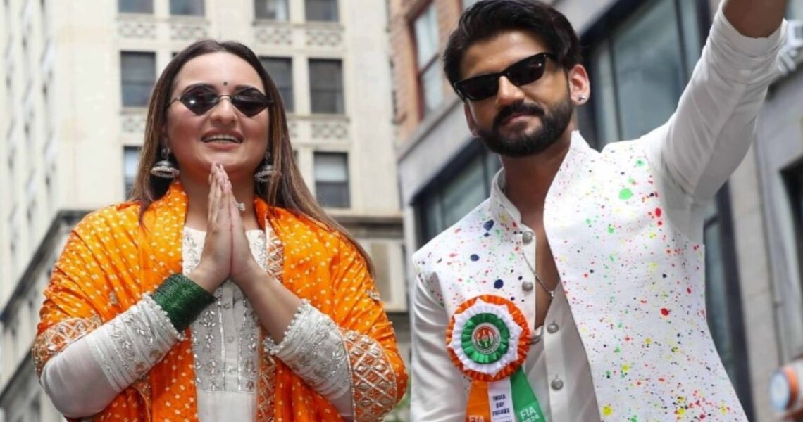 Sonakshi Sinha-Zaheer Iqbal proudly become part of India Day Parade in New York with Stree 2 star Pankaj Tripathi; see PICS