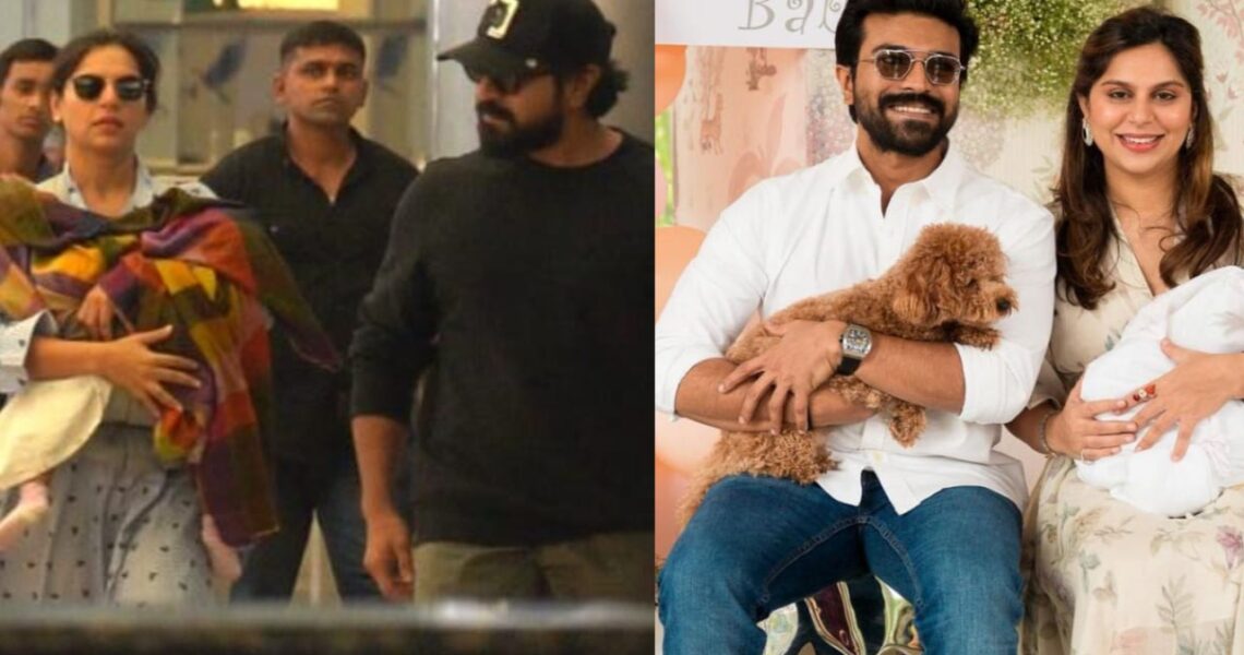 WATCH: Ram Charan makes a stylish entry at Hyderabad airport with wife Upasana Konidela and daughter Klin Kaara after Bangalore trip