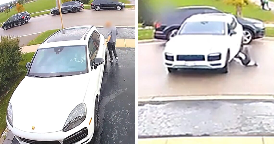 Woman Steals Porsche on Camera, Brazenly Runs Over Owner in His Driveway