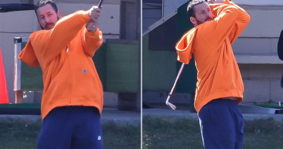 Adam Sandler Takes Golf Swings on ‘Happy Gilmore 2’ Movie Set