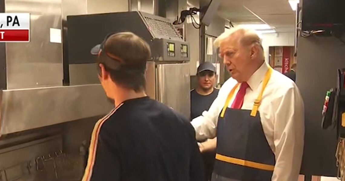 Donald Trump Learns to Make McDonald’s Fries at Campaign Stop in Pennsylvania