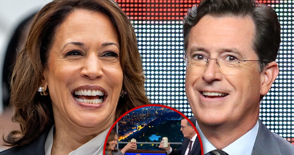 Kamala Harris Shares Beers With Stephen Colbert on his Late Night Show